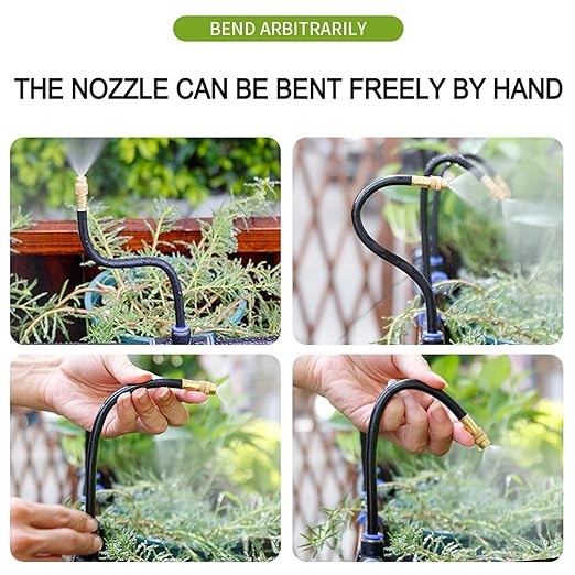 Drip Irrigation Kit Automatic Watering System for Potted Plants, 360 Degree Adjustable Copper Micro Sprinklers, Quick Connect Tubing Fittings for Garden, Lawn, Patio, Balcony(Timer Ⅱ)