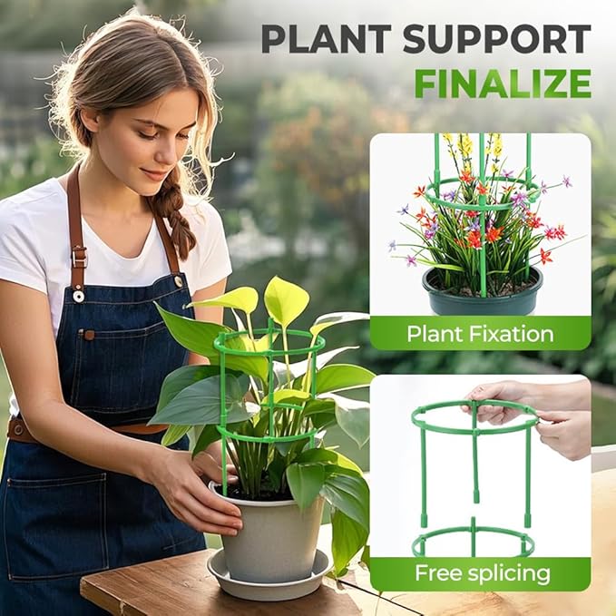 Plant Support Cage, Adjustable Height Garden Stakes for Tomato, Peony, Hydrangea, Snake Plant, Upgraded Thickened Half-Round Plant Supports for Indoor Outdoor Climbing Vegetables & Flowers (1)