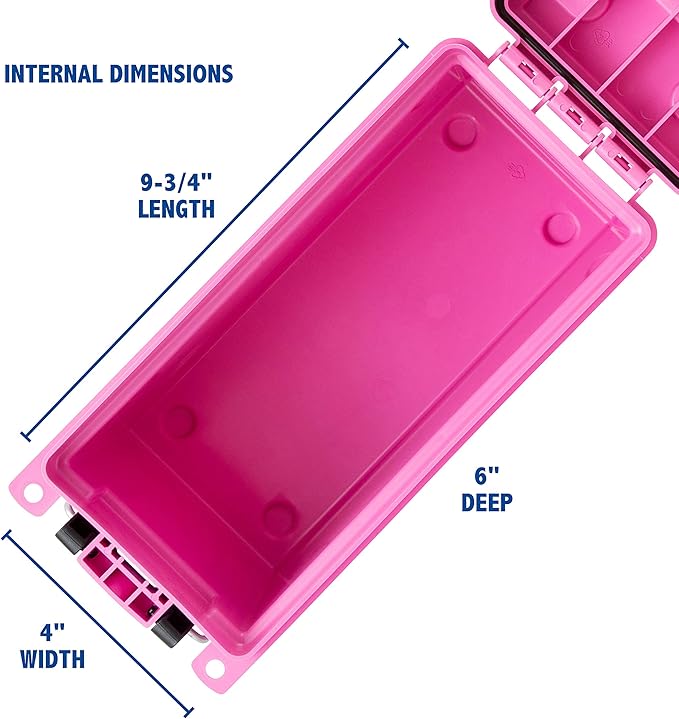 Sheffield 12631 Ammo Storage Box, Stackable .30 Cal Field Boxes, Water and Dust Resistant, Lockable Storage Box with Handle, Secures Hunting Gear, Supplies, and Bullets, Made in USA, Pink, (Pack of 6)