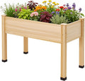 AMERLIFE Raised Garden Bed, 48x30x24 Inches Elevated Wood Planter Box with Bed Liner, Legs, Divider, Drainage Holes, Stand for Backyard, Patio, 200 Lb Capacity - Light Wood