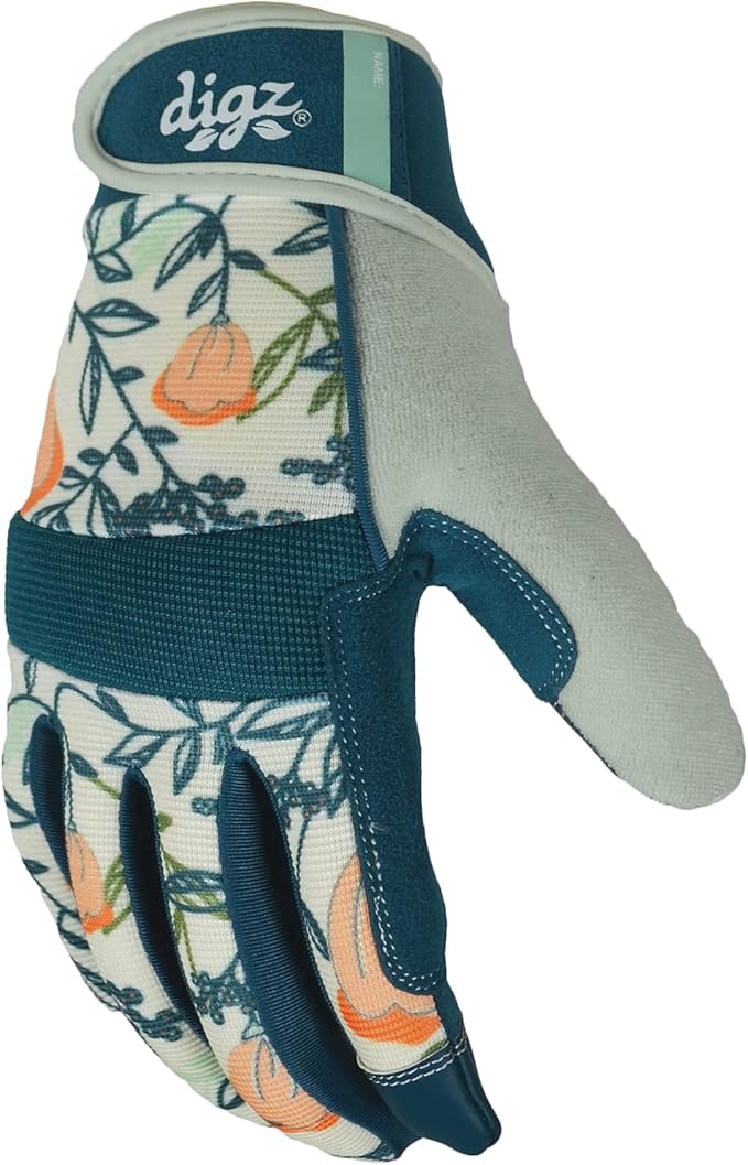 DIGZ 77860-23 High Performance Women's Gardening Work Touch Screen Compatible Fingertips Gloves, Small (Pack of 1), Coral Floral Pattern