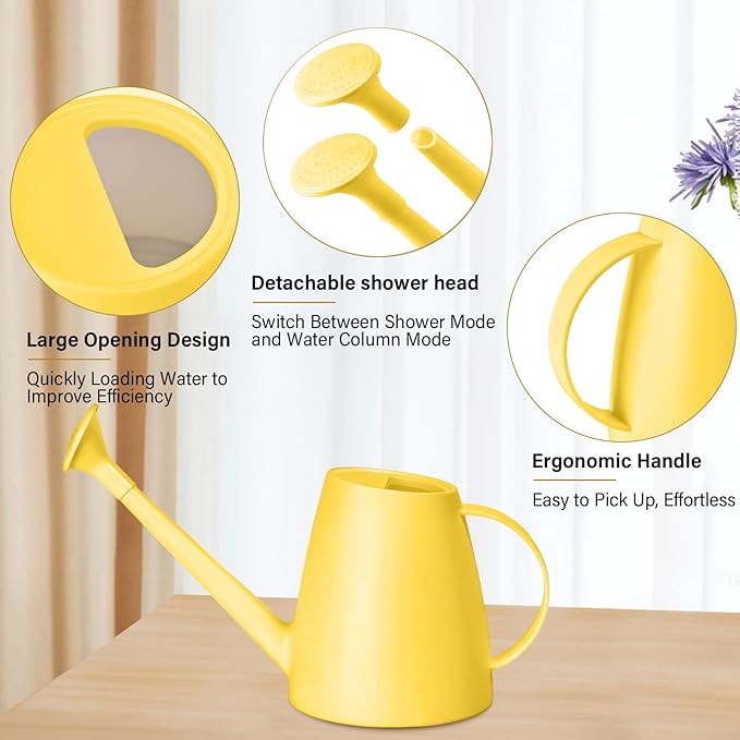 Plant Watering Can - Plastic Indoor and Outdoor - 1/2 Gallon - Yellow
