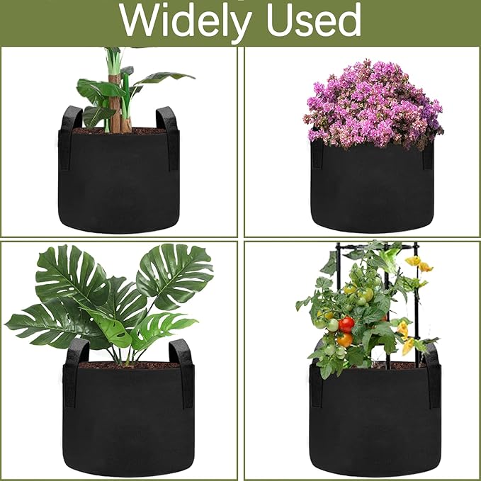 TCBWFY 5 Gallon Grow Bags,12 Pack Heavy Duty Thickened 300g Non-Woven Fabric Pots with Sturdy Handles,Garden Bags to Grow Vegetables Flowers