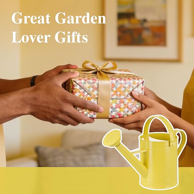 Topadorn Watering Can for Plants, 55 Oz Metal Watering Can with Removable Spout for Indoor & Outdoor Plants, Long Spout Garden Watering Can, Yellow