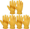 3 Pairs Leather Work Gloves for Men, Durable Gardening Gloves, Cowhide Work Gloves for Driver, DIY, Construction