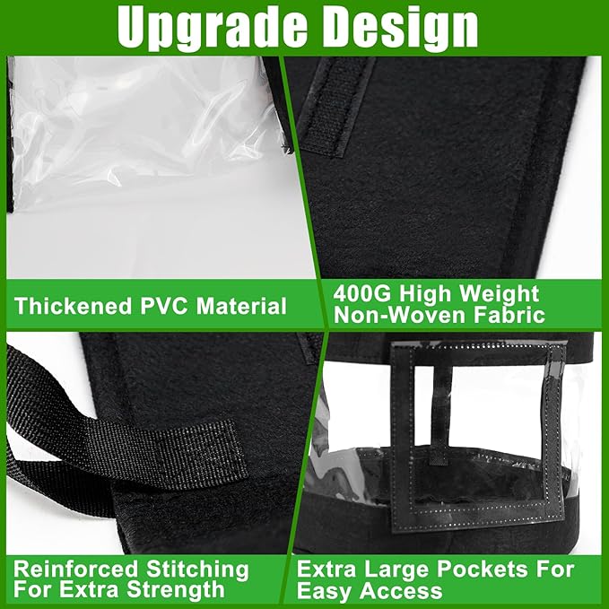4 Pack 7 Gallon 360°Visible Potato Grow Bags,Heavy Duty Thickened Nonwoven Fabric Planter Bags with 2 Clear Harvest Windows&Removable Shading Cover,Reinforced Handles,Vegetable Grow Bags with Labels