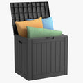 Vixzen 30 Gallon Resin Deck Box - Lockable Outdoor Storage for Patio Cushions, Garden Tools, Pool Supplies（Black，30 Gallon）