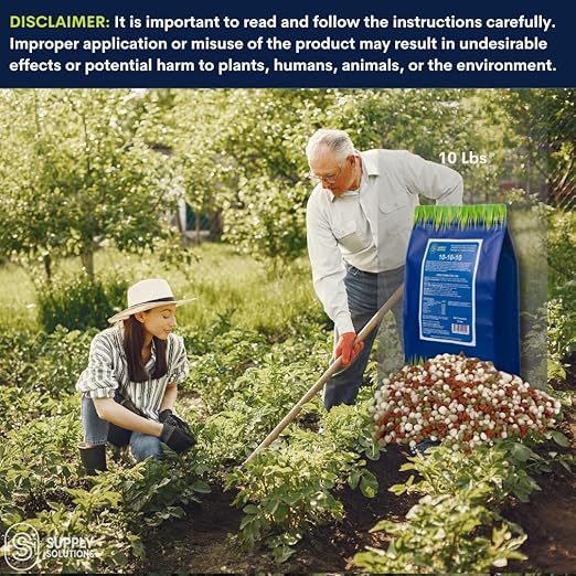 Supply Solutions 10-10-10 Complete Lawn & Garden Granular Fertilizer with Micronutrients – Balanced NPK Plant Food for Soil Health, Blooms & Roots – Safe for Vegetables, Fruits, Lawns (10 Pounds)
