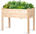 Raised Garden Bed with Legs, 40x24x30 inch Wood Elevated Planter with Protective Liner for Vegetable Flower Herb, Outdoor Planter Box Kit for Balcony Patio Backyard, Natural