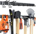 48" Garage Tool Organizer Wall Mount, 440lbs Heavy Duty Metal Storage Rack | Adjustable Hooks Garden Tool Organization System | Anti-Rust Shed Holder for Hanging Rake, Broom, Shovel, Snowboard