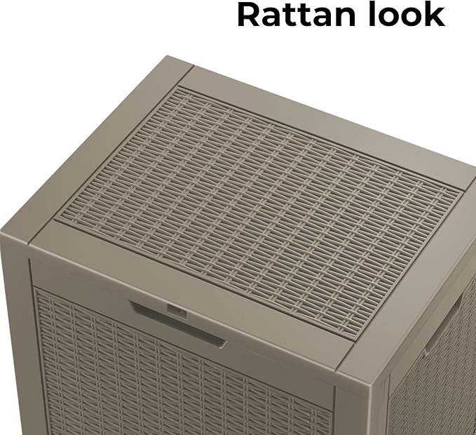 Vixzen 31 Gallon Resin Deck Box - Lockable Outdoor Storage for Patio Cushions, Garden Tools, Pool Supplies（Grey，31 Gallon）