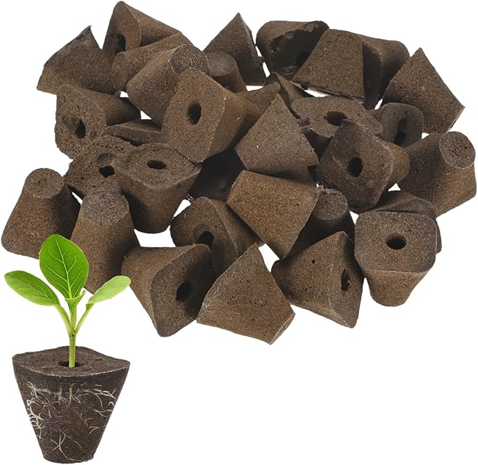 M METERXITY 20-Pack Grow Sponges, 1.3x0.6x1.2 Inch Replacement Root Growth Sponges Seed Pods for Plant Rooting/Seed Germination/Hydroponic Gardens System Supplies, Starter Plug for Seeds