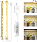 Mosthink LED Plant Grow Light Strips Full Spectrum for Indoor Plants with Auto ON/Off Timer, 48 LEDs / 4 Dimmable Levels, Sunlike Grow Lamp for Hydroponics Succulent, 2 Pack