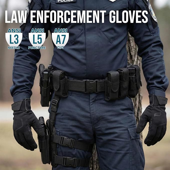 TAILI Level 3 Needle-resistant, Level 5 Puncture-resistant and A7 Cut-resistant Work Gloves, Grip Enhanced, Breathable, Touchscreen Gardening Gloves for Men, Black, Small (S), 2 Pairs