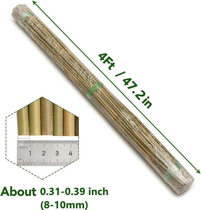 70 Pcs Bamboo Stakes, 4 Feet Natural Bamboo Garden Stakes for Plant, Garden Bamboo Plant Sticks for Plants Support, Tomato, Beans, Vegetable, Trees and Climbing Plants