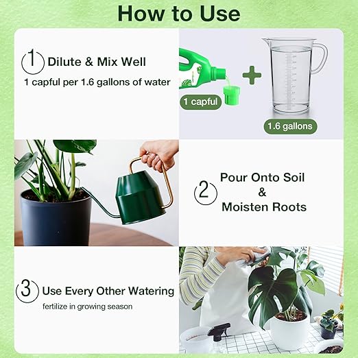 FOLLOWIN Monstera Fertilizer Liquid, 3-1-2 NPK Tropical Plant Food for Indoor Houseplants, Water Soluble Concentrated Formula with Micronutrients for Deliciosa Adansonii Albo Variegata, 21 fl oz