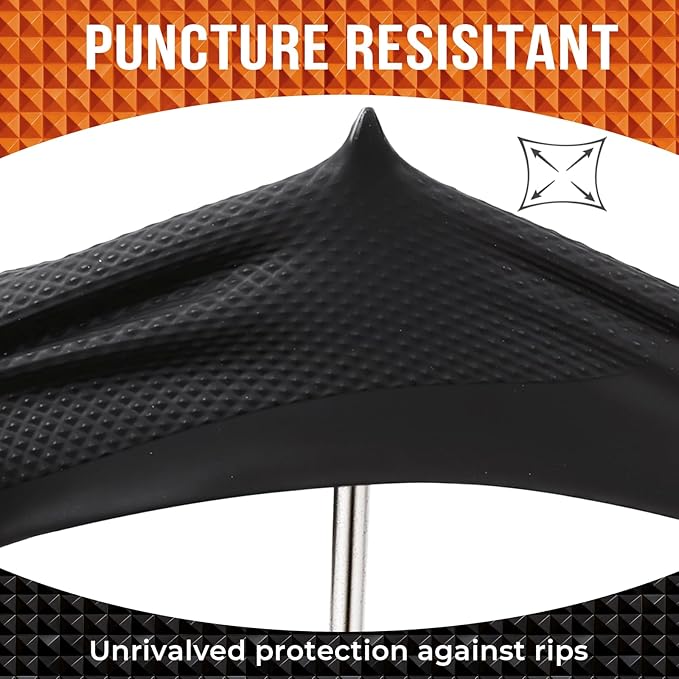 10 Mil Nitrile Disposable Gloves Heavy Duty Mechanic Gloves Raised Diamond Texture Thick (Black of 1000, Large)