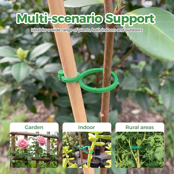 Plant Support Clips, 50/100/200PCS Plastic Trellis Clips Plant Support Clips, Garden Clips for Climbing Plants, Trellis Clips Plant Support Clips Tomato Grape Vine Plant Fixing Clips (50, GREEN-L)