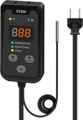 SYSAI Digital Thermostat Controller for Reptiles, Seed Germination, Breeding, Incubation and Small Greenhouse, 50-95°F, 1.5A 150W