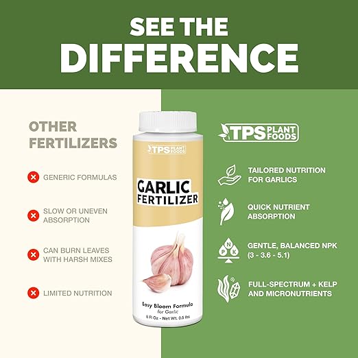 Garlic Fertilizer – Liquid Plant Food for Bigger Bulbs & Strong Root Development, 8 oz