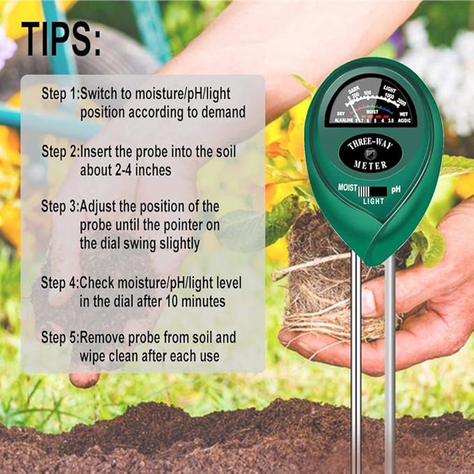 yoyomax Soil Test Kit pH Moisture Meter Plant Water Light Tester Testing Kits for Garden Plants