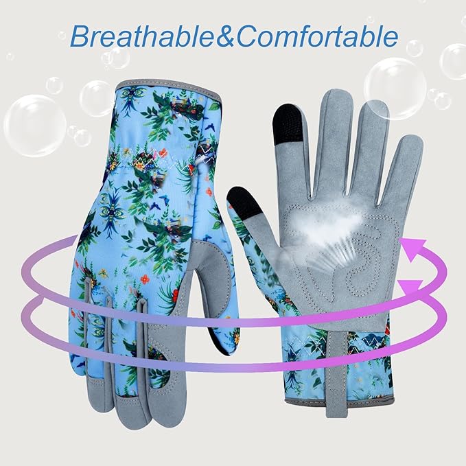 Leather Gardening Gloves for Women Thorn Proof Garden Gloves Touch Screen Working Gloves Gifts,M