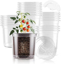 SupKing 5 Inch Clear Nursery Pots 20 Packs Durable Plastic Seed Starters Large Orchid Flower Pots with Drainage Holes for Transplanting Succulents Cuttings Seedlings Bonus 15 Plant Labels