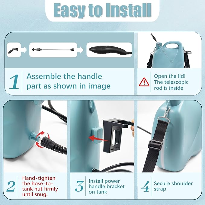 Battery Powered Sprayer 2 Gallon, Electric Garden Sprayer in Lawn with 3 Mist Nozzles, USB Rechargeable Handle, Retractable Wand, Yard Pump Sprayers with Adjustable Shoulder Strap for Plants
