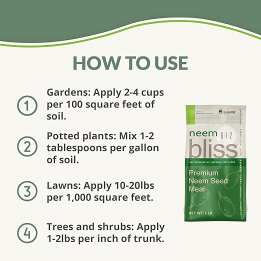 Neem Bliss (1lb) + Kelp Meal (1lb) - Neem Cake for Plants & Kelp Meal Organic Fertilizer - Kelp Fertilizer for Plants - Neem Seed Meal Fertilizer - Natural Plant Food Rich in Vitamins & Nutrients