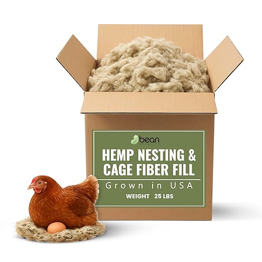 Hemp Nesting Fiber - 25 lb Chicken Nest Box Pad Hemp Fiber Fill - Absorbent DUST Free- Egg Laying Chickens coop, Horse stall, Rabbit, Reptile, Hamster, Cage Fibre, FiberFill Washable - Grown in USA