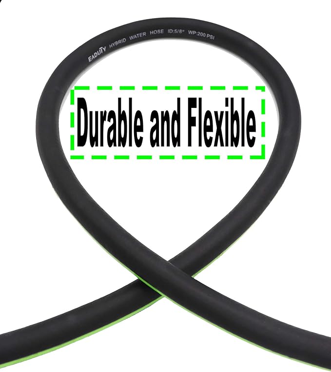 Hybrid Garden Hose 5/8 IN. x 50 FT, Heavy Duty, Lightweight, Flexible with Rotatable Grip Handle and Solid Brass Fittings