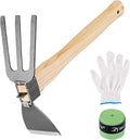 Hoe and Cultivator Garden Rake.1Pcs Hoe and Cultivator Hand Tiller, 1 Pair Gloves,1 Anti-Slip Sweat-Absorbing and Wear Hand Gel. for Digging, Loosening Soil, Weeding, Cultivating
