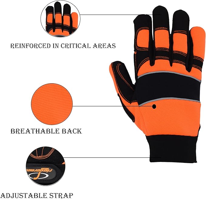 Men’s Heavy Duty Work Gloves Utility Mechanic Working Touchscreen Anti-Slip Palm & Knuckle Protection Safety Gloves