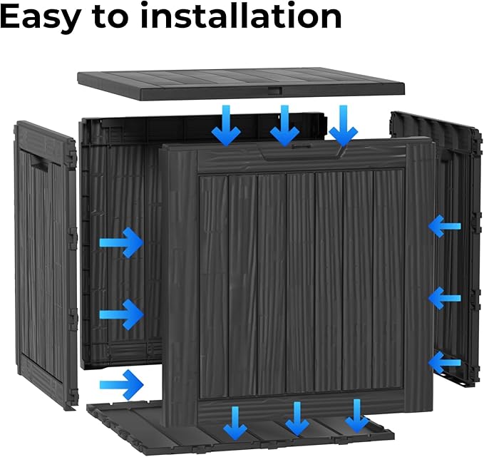 30 Gallon Outdoor Storage Box, Compact Resin Lockable&Waterproof Deck Box for Indoor and outdoor Tools Storage, Black