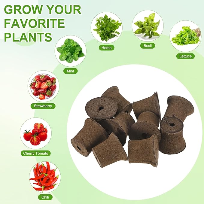 M METERXITY 10-Pack Grow Sponges, 2.2x1.6x1.9 Inch Replacement Root Growth Sponges Seed Pods for Plant Rooting/Seed Germination/Hydroponic Gardens System Supplies, Starter Plug for Seeds