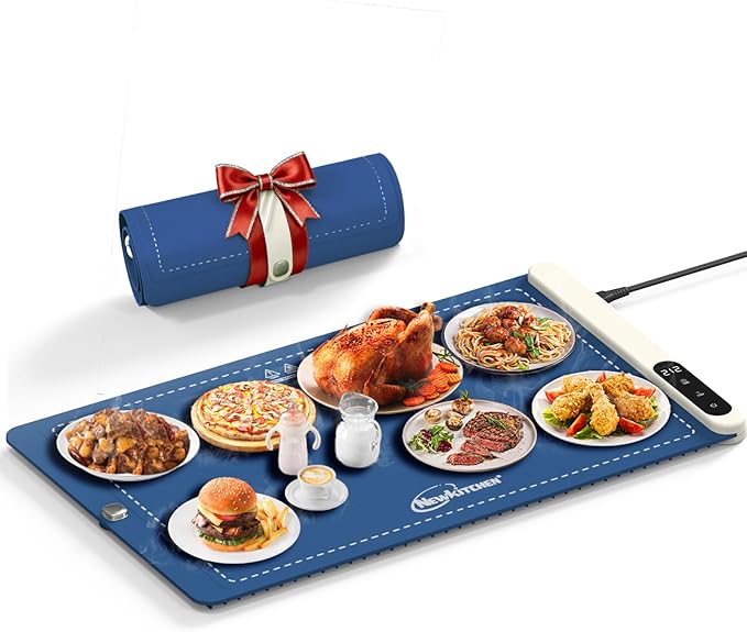 Warming Mat for Food, 24"x15" Food Warming Mat 6 Temperature & Timer Settings Upgrade Graphene Fast Full Surface Heating-Versatile Food Warmer for Gatherings, Parties, Everyday Use-Fruit Frost Blue