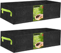 2 Pack Plant Grow Bags,Breathable Fabric Grow Bag with 3 Grids,400GSM Thickened Nowoven Garden Bed,Rectangle Flower Planter Containers for Flower,Vegetable,Fruit,Growing Pot with Handles(90x30x20cm)