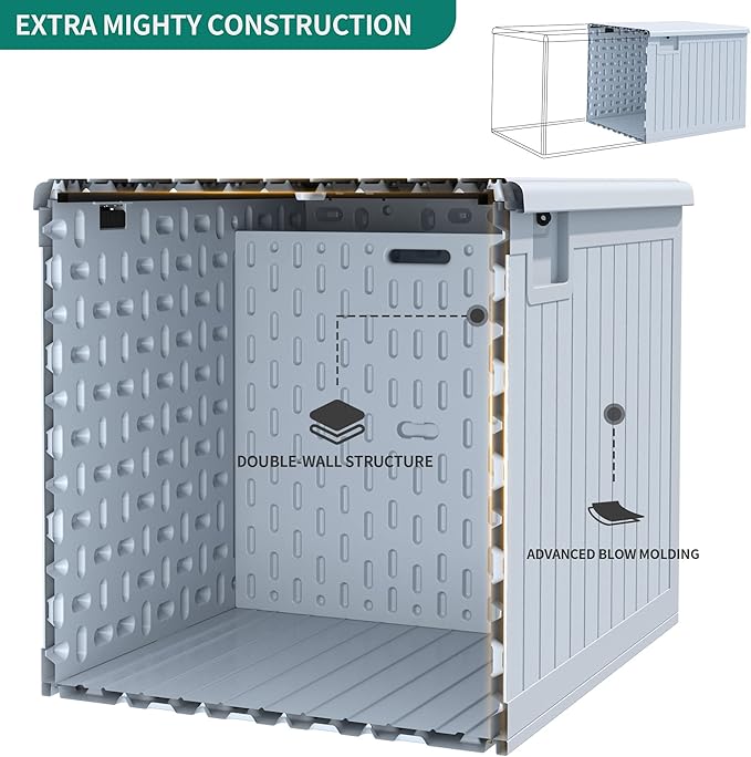 YITAHOME 180 Gallon Double-Wall Deck Box with Side Handles, Outdoor Large Storage for Patio Furniture Cushions, Garden Pool Accessories, Water Resistant & Lockable