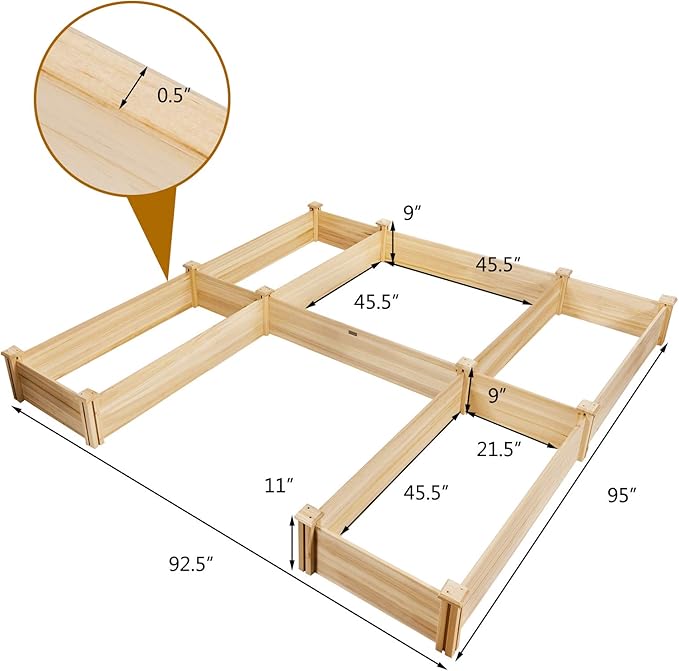 COSTWAY Garden Bed, Wooden Planter Box Stand with Large Planting Space for Vegetables, Fruit, Herbs, Flower, Garden Planting Bed for Backyard, Patio, Balcony