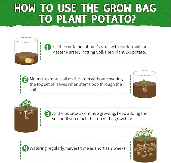 SCENGCLOS 6 Pack 10 Gallon Grow Bags, Sealed Window Planter Bags, Breathable Thickened Non-Woven Fabric Plant Pots with Access Flap, Garden Planting Bags for Grow Potato,Tomato,Carrot
