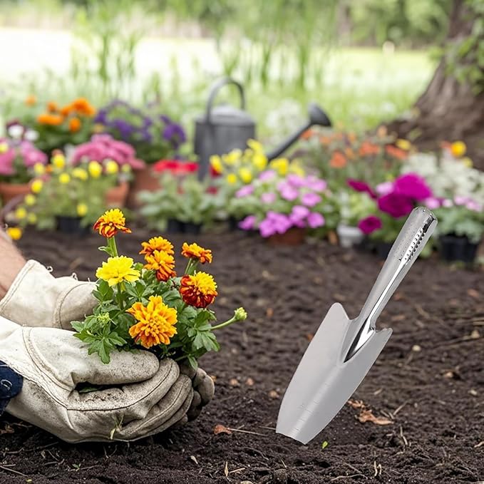 Garden Trowel- Stainless Steel Garden Shovel with Measurement Mark, Gardening Tools, Garden Shovel Hand Trowel, Gardening Hand Spade Tool for Planting, Transplanting, Weeding, Digging