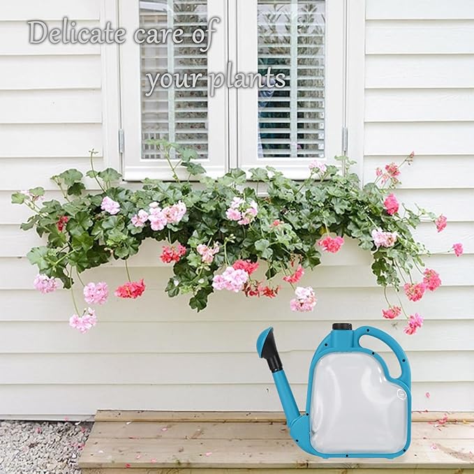 Foldable Watering Can 0.8 Gallon Transparent Plastic with Long Spout & Ergonomic Handle, Compact for Indoor Outdoor Plants（Blue