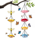 Tandefio 2 Pack Hanging Bee Watering Station for Outdoor Garden, Butterfly Feeder with Flower Bowl, Pollinator Feeding Station for Yard Patio, Bee Bath for Gardeners(Bees & Flower Style)