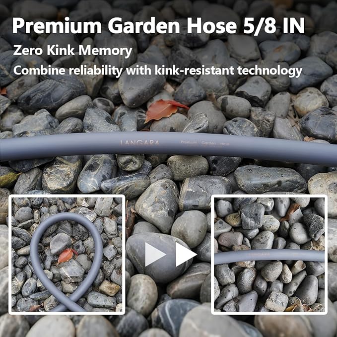 Heavy Duty Premium Garden Hose 25ft x 5/8", 300PSI Working, 1000PSI Burst, Hybrid Rubber Water Hose with Transparent Swivel Handle - Hot/Cold Water - Five Layered Braiding with Brass fittings (Grey)