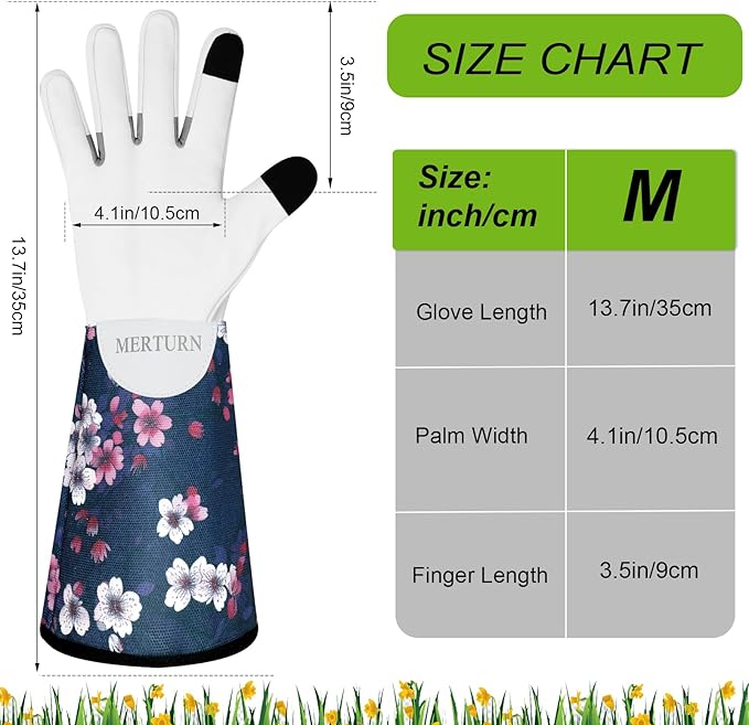 Leather Long Gardening Gloves for Women Thorn Proof Garden Gloves Yard Working Gloves
