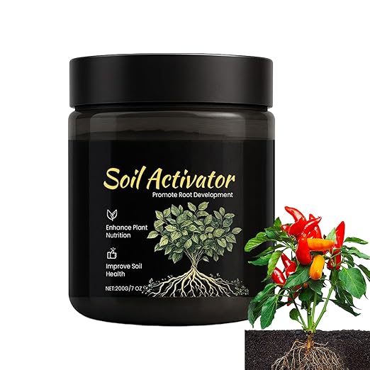 Soil Revitalizer, with Promotes Strong Roots, 200g, Lawn & Garden Soil Conditioner, Plant Food Enhancer, Concentrated Humic Acid Formula, for Lawn, Garden, Backyard, Farm, Courtyard, Balcony, Terrace