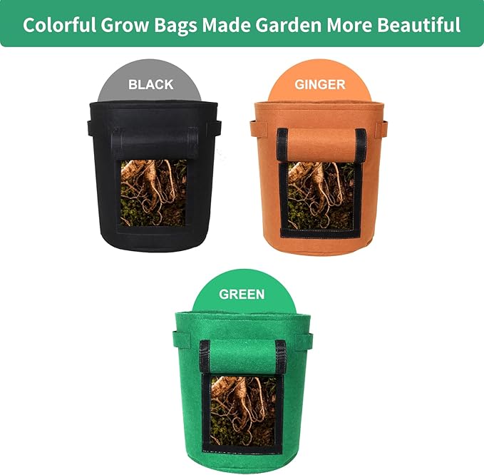 SILKIR W Grow Bags, 7 Gallon, Black