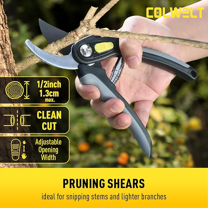 Colwelt Loppers Hedge Shears Garden Shears Set 3Pcs, Compact 17’’ Anvil Branch Cutter & Hedge Clippers & Garden Scissors, Shears Gardening Tools for Yard(Set for the bulk of light-to-moderate pruning)