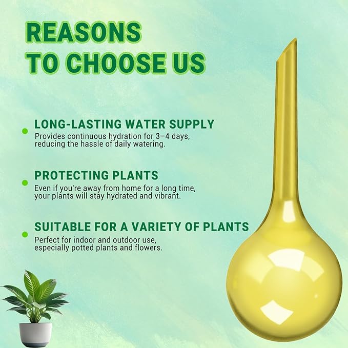 2 Pack Small Self-Plant Watering Globes – Automatic Plant Waterer Bulbs, Plant Watering System for Indoor and Outdoor Potted Houseplants, Plant Watering Devices（Yellow Small）