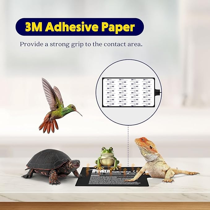 iPower 8 by 12-Inch 16 Watts Reptile Heating Mat with Temperature Controller Under Tank Warmer Terrarium Heat Pad for Reptiles and Amphibians, Black